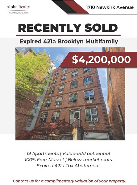 Brooklyn multifamily estate sold 1710 Newkirk Avenue - expired 421a - 19 apartments